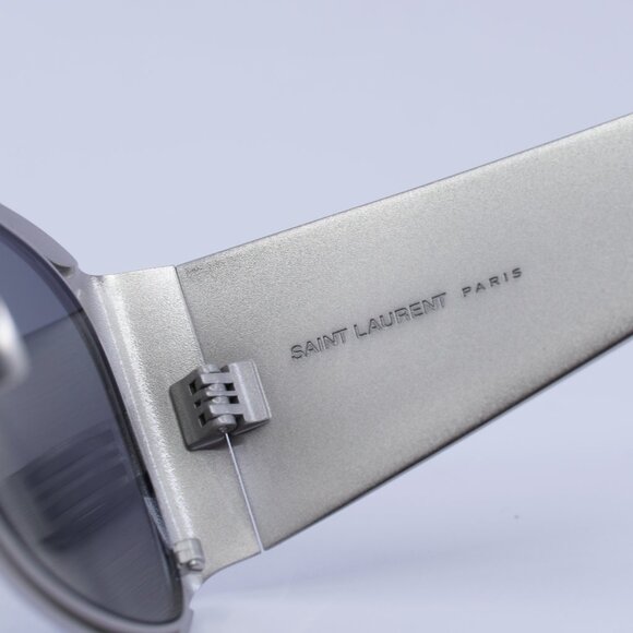 Saint Laurent SL636 002 Sunglasses Silver Square Frame, Grey Silver Lenses - Picture 7 of 10